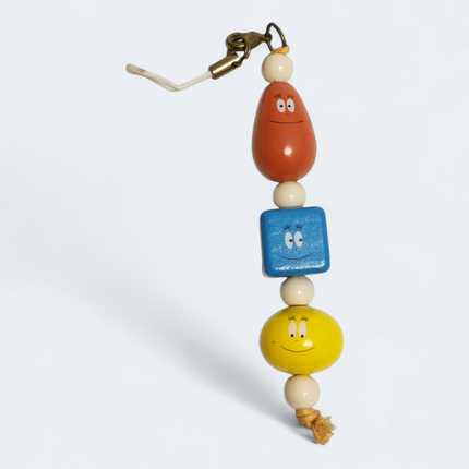 Barbapapa Wooden Beads Keychain – 3.5" Mini Figure (Pre-Owned)