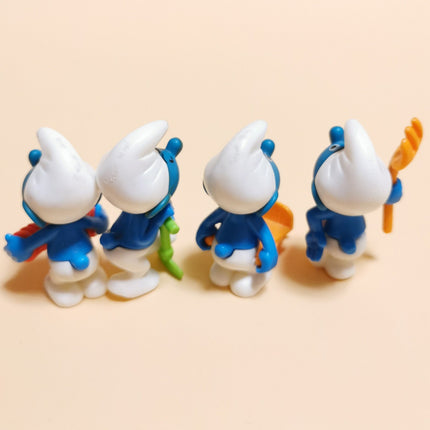 Kinder Surprise Toy Lot of 4 Smurfs Gardener Workers – 2" Figure (K97, Pre-Owned)