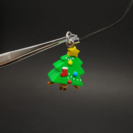 Nameko Mushroom Christmas Tree – 1.5" Keychain Charm (Rare, Pre-Owned)