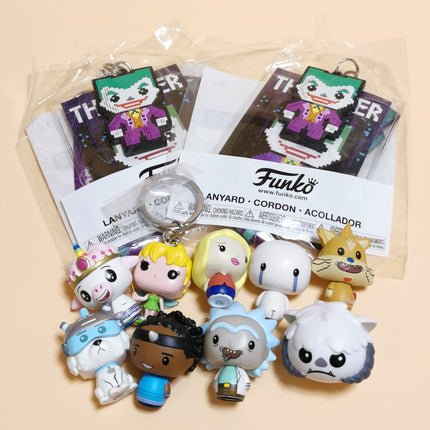 Lot of 9 Funko Pocket Pop Mini Figures & Joker Lanyard – Tinkerbell Rick & Morty (Pre-Owned)