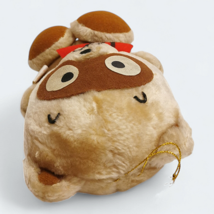 Vintage Sanrio 1991 Pokopon Raccoon – 6" Plush with Strap (Pre-Owned)