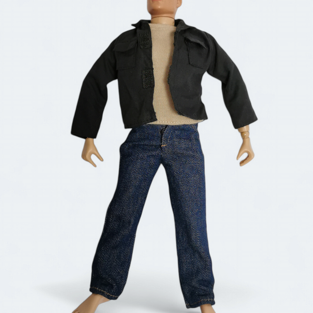 1/6 Scale Male Beige Shirt & Jeans with Black Jacket – for 12" Figure (Pre-Owned)
