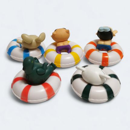 Crayon Shin-Chan PUKA PUKA SWIN FLOATIE 3" Mini Figure Toy SHIRO RABBIT Lot of 5