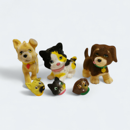 Puppy In My Pocket Calico Kitty & Dog 1.5" Figures – Lot of 3 Dollhouse Pets (Pre-Owned)
