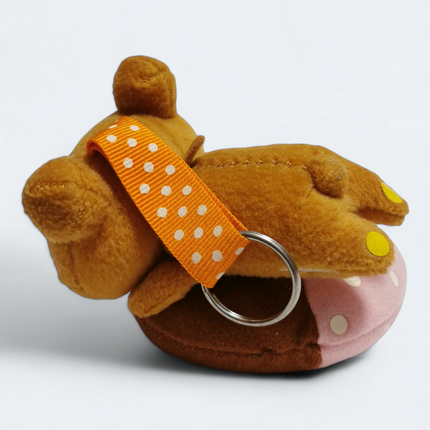 San-X Rilakkuma Brown Bear on Doughnut – 3" Plush Keyring (Pre-Owned)