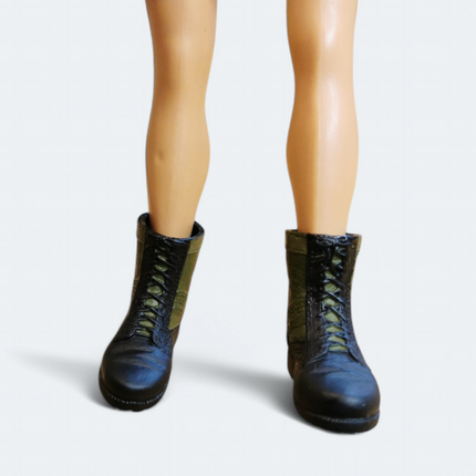 1/6 Scale Male Black & Green Military Combat Boots – for 12" Figure (Pre-Owned)