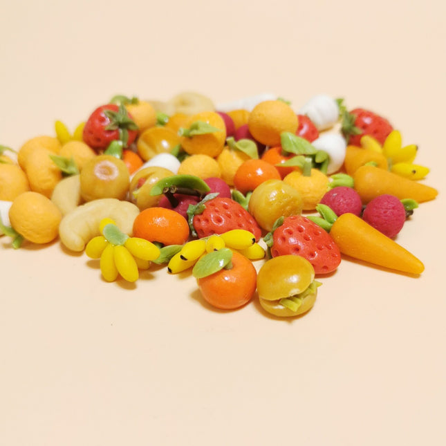 Handmade Fruit & Sandwiches 1/4" Miniature Lot – Dollhouse Food (Pre-Owned)