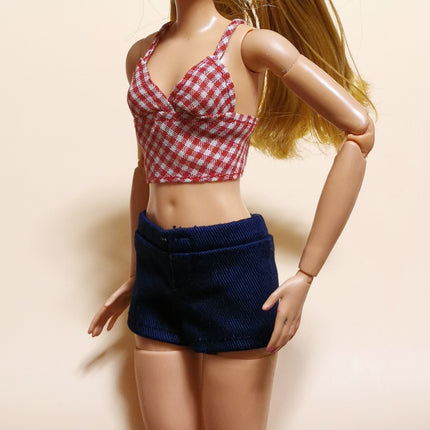Red Gingham Top & Navy Shorts – Summer Casual (Pre-Owned)