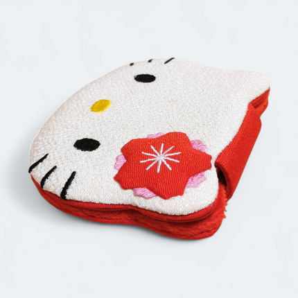 Hello Kitty Folding Pocket Mirror – 4" Fabric Compact (Pre-Owned)
