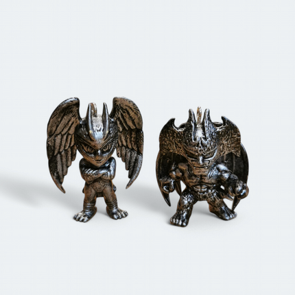 Banpresto DEVILMAN PVC KEYCHAIN CHARM 1.5" Mini Figure Metallic Gray Lot of 2