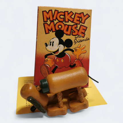 Japan Disney Wooden Pluto 4" Doll – Retro Young Epoch Figure (Fair, Pre-Owned)