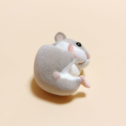Light Gray Chubby Hamster 1.75" Flocked Mini Figure – Dollhouse Pet (Pre-Owned)
