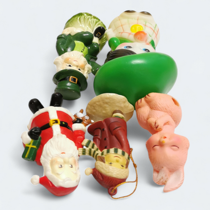 Mixed Lot of 5 Vintage Plastic Figures – Leprechaun Santa Girl Rabbit (Pre-Owned)