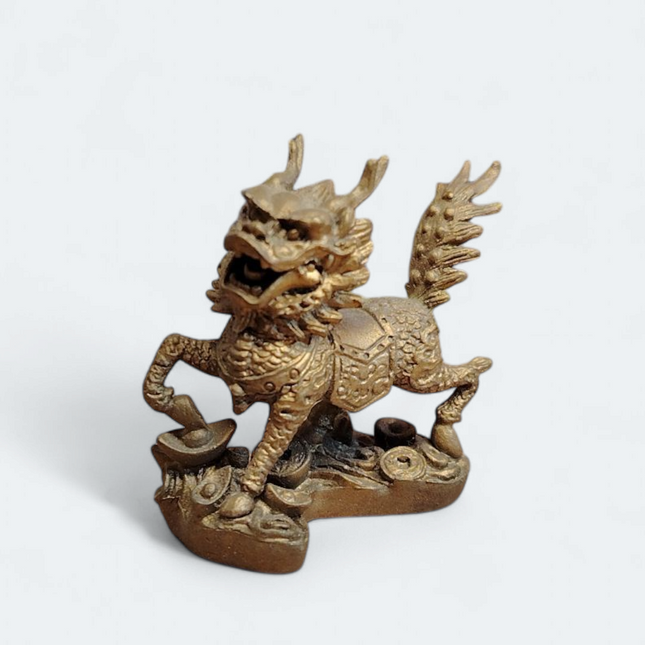 Feng Shui Fortune Bronze Color Kirin Dragon Horse – 1" Mini Figure (Pre-Owned)