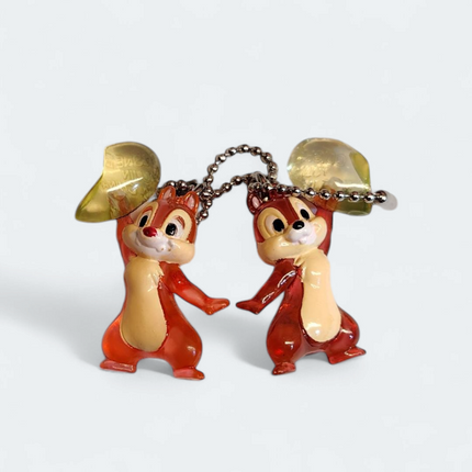 Disney Chip & Dale Clear Heart Charm – 1.5" Keychain (Yujin, Pre-Owned)