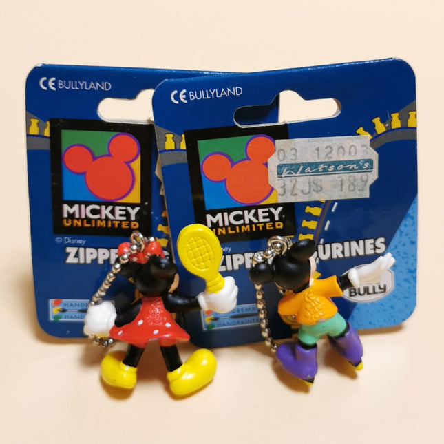Disney Bullyland Sporty Mickey & Minnie Mouse – 1.5" Keychain Charm (Pre-Owned)
