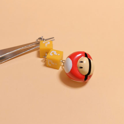 Super Mario Bro Super Mushroom Red – 1" Keychain Bell Charm (Yujin, Pre-Owned)