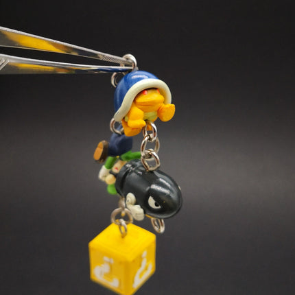 Super Mario Bro Luigi Koopa Shell & Bullet Bill – 1" Keychain Charm (Pre-Owned)