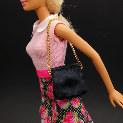 1/6 Scale Female Doll Black Soft Handbag with Chain – 11" Doll (Takara, Pre-Owned)