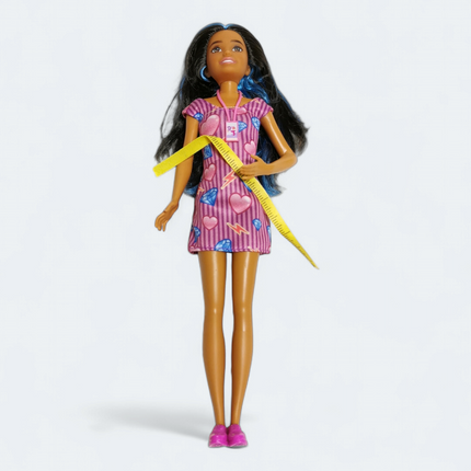 Mattel Barbie Skipper Tan Skin Doll – Blue Highlight Dark Hair & Purple Dress (Pre-Owned)