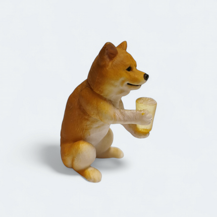 Shiba Dog Drinking Beer Glass 1.5" Mini Figure – Dollhouse Animal (Pre-Owned)