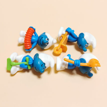 Kinder Surprise Toy Lot of 4 Smurfs Gardener Workers – 2" Figure (K97, Pre-Owned)