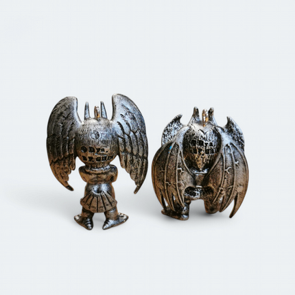 Banpresto DEVILMAN PVC KEYCHAIN CHARM 1.5" Mini Figure Metallic Gray Lot of 2