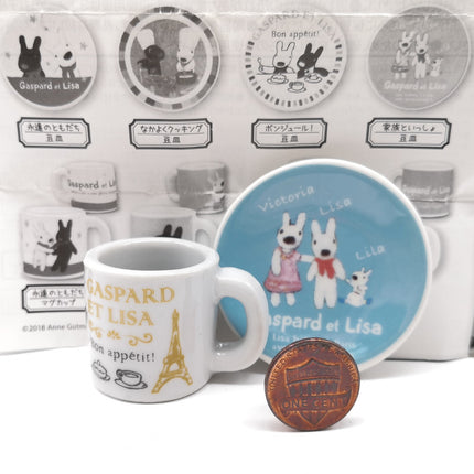 Gaspard et Lisa Miniature Ceramic Mug & Plate – Dollhouse Set (Pre-Owned)