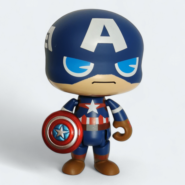 Marvel BIG HEAD CAPTAIN AMERICA w Shield 3" Mini Figure Gashapon Loose Toy Tomy