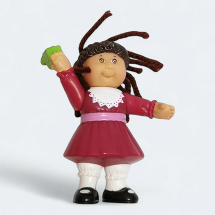 Cabbage Patch Kids Girl in Dark Red Dress – 3" McDonald's Topper (1992, Pre-Owned)