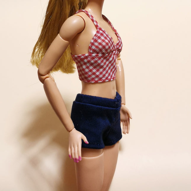 Red Gingham Top & Navy Shorts – Summer Casual (Pre-Owned)