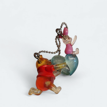 Disney Winnie the Pooh & Piglet Clear Heart – 1.25" Keychain (Yujin, Pre-Owned)