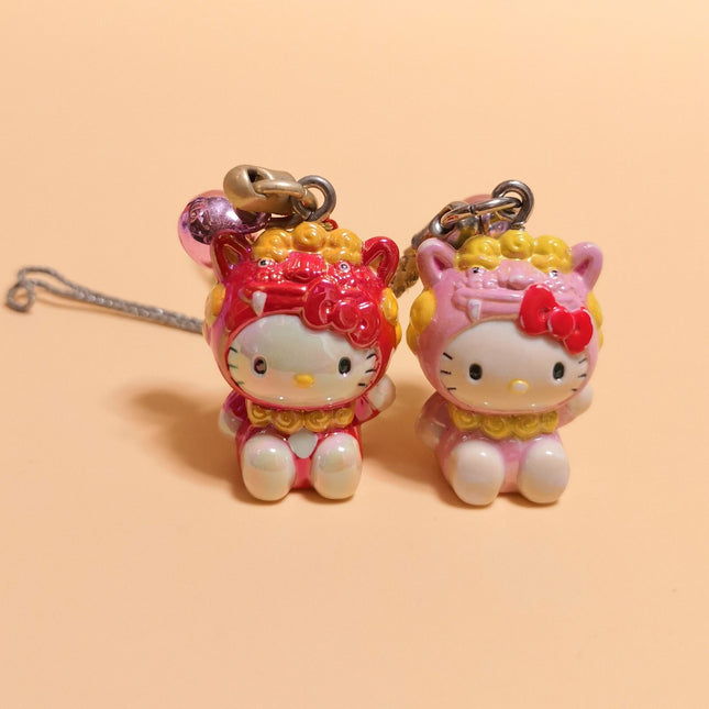 Hello Kitty as Guardian Lion – 1" Keychain (Lot of 2, Pre-Owned)