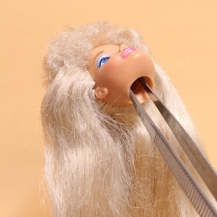 Barbie Head Only – 90s Frizzy Blonde Hair with Blue Sparkle Eyes (Pre-Owned)