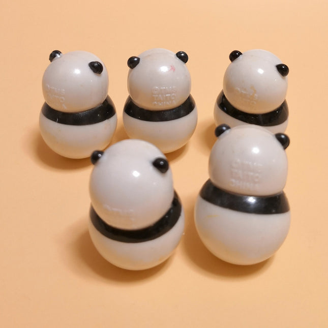 Lot of 5 Panda Family Roly Poly – 1" Bobbles (Taito, Japan, Pre-Owned)