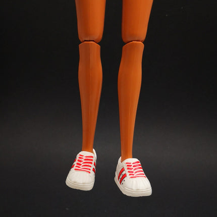 1/6 Scale White Sneakers with Red Stripe – 1993 Flat Foot Barbie (Pre-Owned)