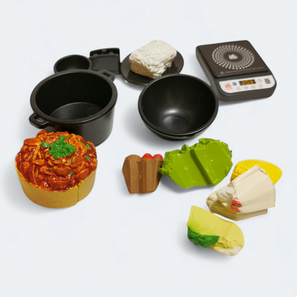 Miniature Chicken Hot Pot & Veggie Bowl with Induction Cooker – Dollhouse / Barbie (Pre-Owned)