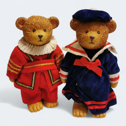 Russ Teddy Town Bear in Nobleman Outfit – 4.5" Figure Lot of 2 (Pre-Owned)