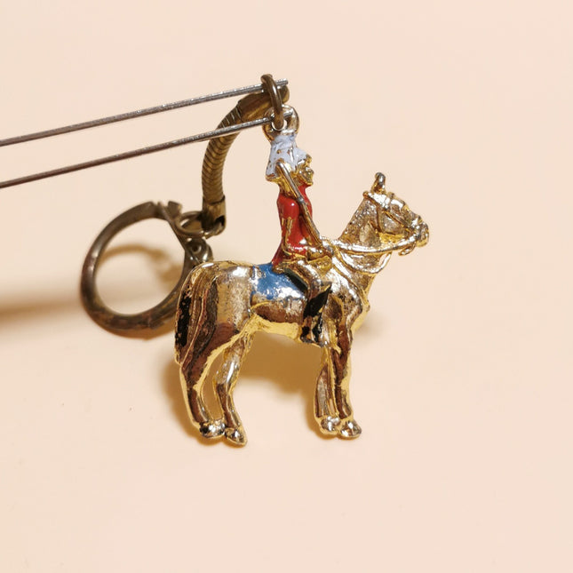 Vintage British Royal Guard Soldier on Horse – 1.5" Metal Keychain (Pre-Owned)