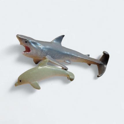 Lot of 5 Mini Sharks & Dolphin – 1–2" Figures Dollhouse Animals (Pre-Owned)