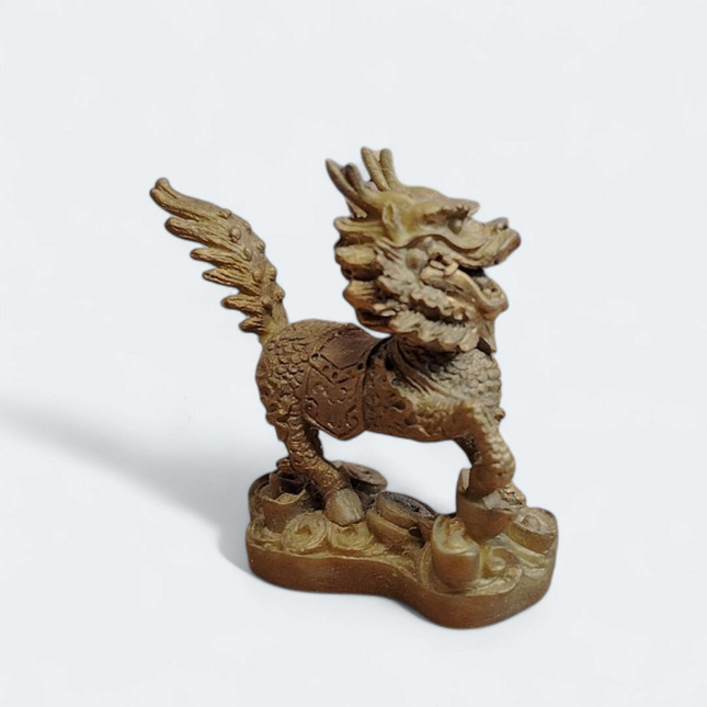 Feng Shui Fortune Bronze Color Kirin Dragon Horse – 1" Mini Figure (Pre-Owned)