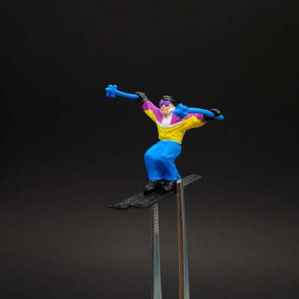 Toy Miniature Skiing Man in Blue Outfit – 1" Diorama Figure (Pre-Owned)
