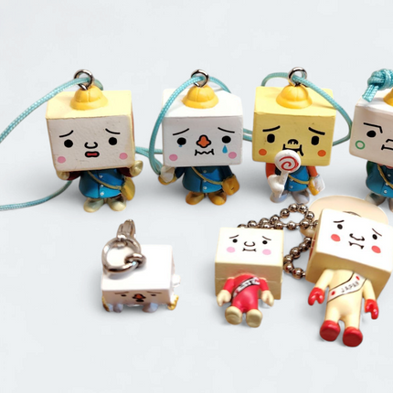 Tofu Oyako School Kids – Lot of 6 Keychain Charms (Devil Robots, Pre-Owned)