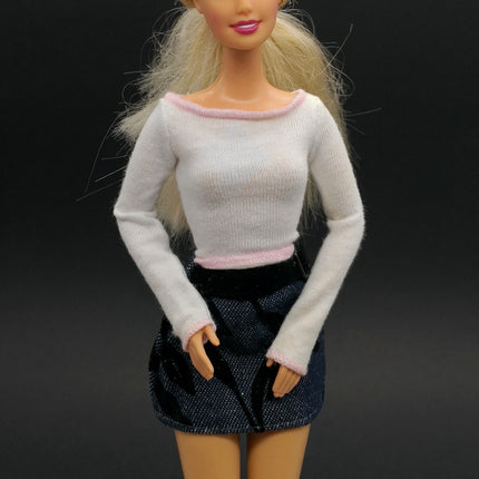 1/6 Scale White Top & Blue Denim Skirt – Fall Set (Pre-Owned)