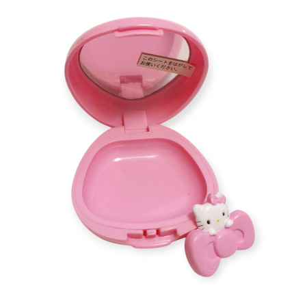 Sanrio Hello Kitty 2" Storage Case – Mirror & Pink Bow Pin (Pre-Owned)