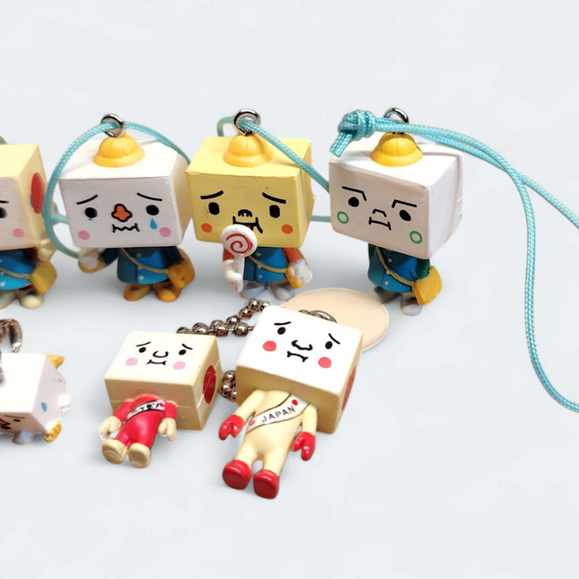 Tofu Oyako School Kids – Lot of 6 Keychain Charms (Devil Robots, Pre-Owned)