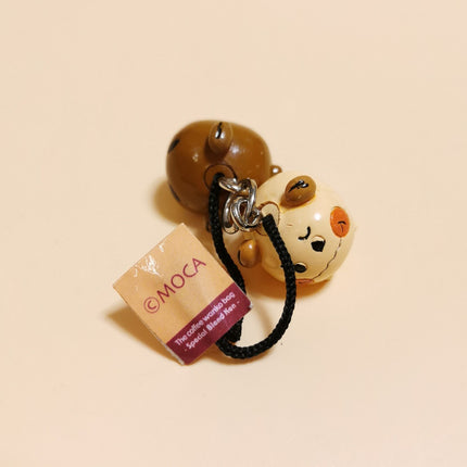 Mocainu Brown & Beige Coffee Bean Dog – 3/4" Keychain (Japan, Rare, Pre-Owned)