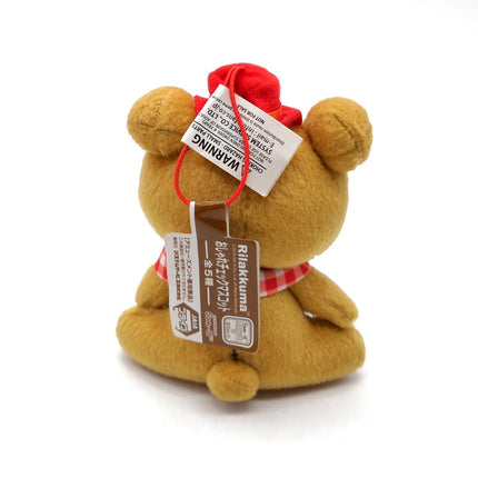 San-X Rilakkuma Brown Bear with Red Hat – 4" Plush Keychain (Pre-Owned)