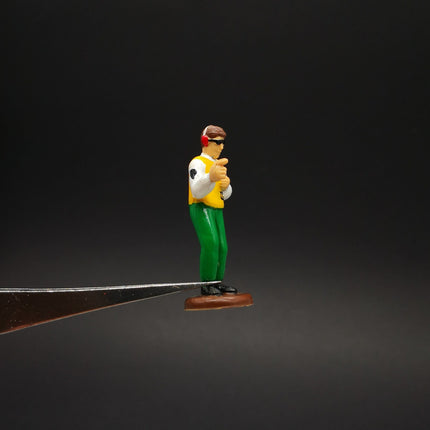 Miniature People Timekeeper Coach Crew – 1.75" Figure Race Car Diorama (Rare, Pre-Owned)