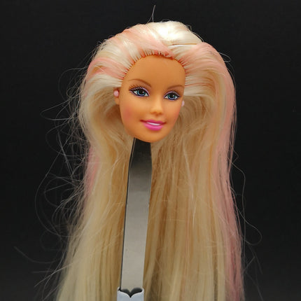 1/6 Doll Barbie Head Only – Blonde Hair Straight with Pink Highlight 1998 (Pre-Owned)